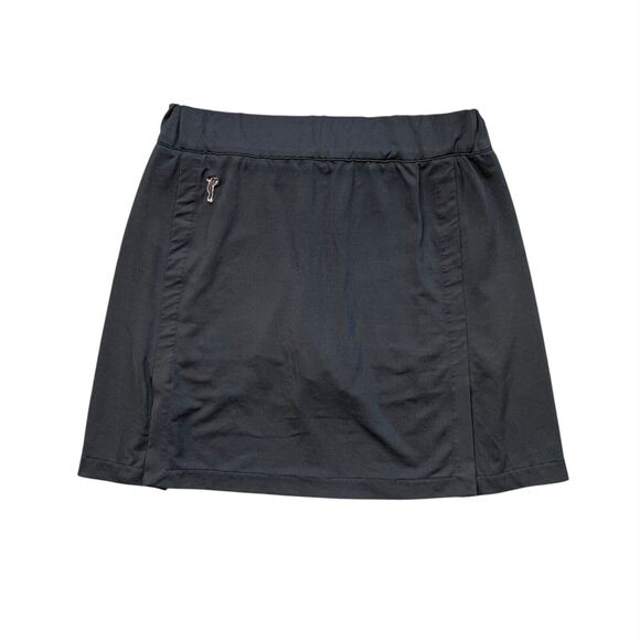 Golfino Skort Womens 4 Black Pull On Inner Shorts Front Slits Performance Golf - Picture 1 of 10